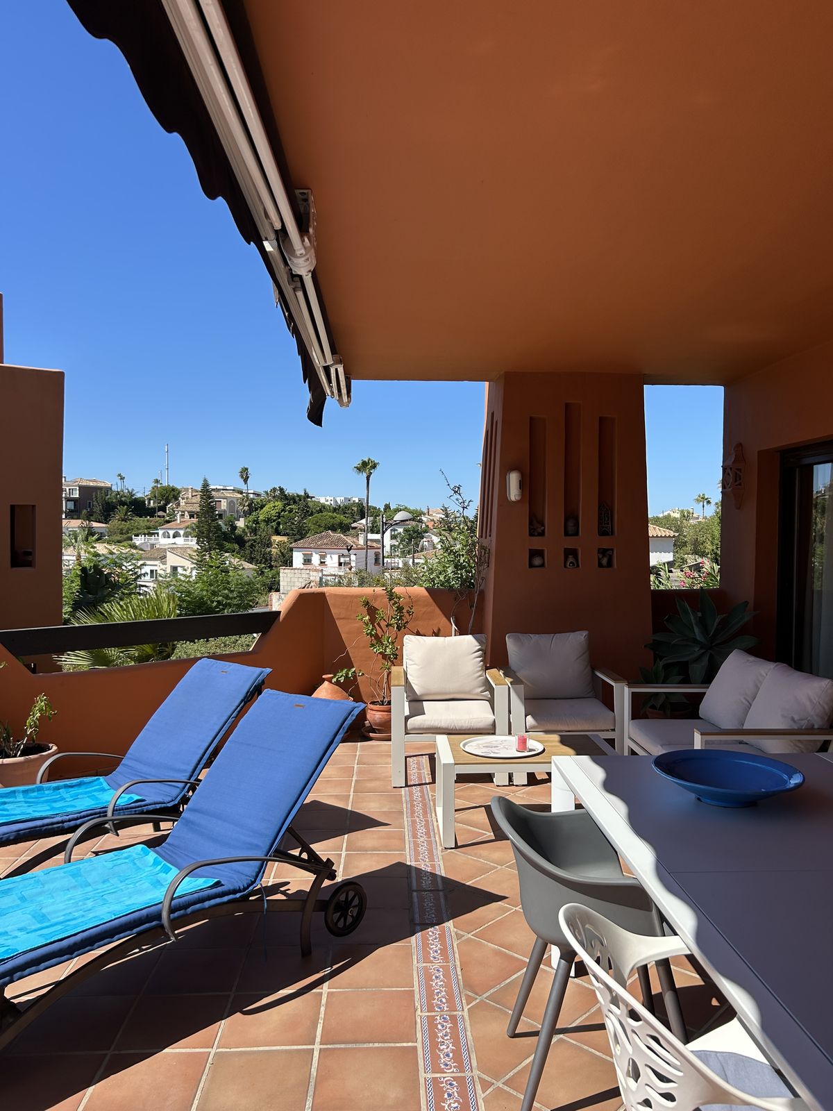 Private terrace with dining table